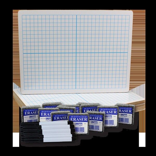 Flipside 9in X 12inDry Erase X/Y Axis/Dry Erase, Two-Sided, With Pens And Erasers Class Bulk, 12PK 19000 - main